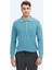 Koyu Mint Polo Yaka Selanik Pamuk Karışımlı Triko Kazak 6
