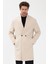 Erkek Kruvaze Kaşe Palto Mont Ekru 4