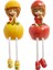 Ayakları Sallanan Elma Limon Kız Figürlü 2'li Heykel Biblo Seti Dekoratif Obje Hediyelik 20 Cm. 2