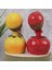 Ayakları Sallanan Elma Limon Kız Figürlü 2'li Heykel Biblo Seti Dekoratif Obje Hediyelik 20 Cm. 5