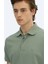 Haki Düz Polo Yaka %100 Pamuk T-Shirt 4