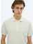 Kırık Beyaz Düz Polo Yaka %100 Pamuk T-Shirt 4