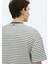 Ekru Çizgili Bisiklet Yaka %100 Pamuk T-Shirt 8