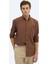 Kahverengi Düz Oversize Fit Dokuma Casual Gömlek 2