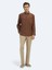 Kahverengi Düz Oversize Fit Dokuma Casual Gömlek 3