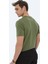 Haki Düz Bisiklet Yaka Pamuk Karışımlı T-Shirt 10