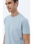 Mavi Düz Bisiklet Yaka Pamuk Karışımlı T-Shirt 8