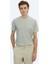 Açık Haki Baskılı Bisiklet Yaka Pamuk Karışımlı T-Shirt 2