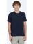 Lacivert Düz Bisiklet Yaka Pamuk Karışımlı T-Shirt 5