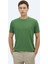 Fıstık Yeşili Düz Bisiklet Yaka Pamuk Karışımlı T-Shirt 6