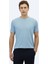 Mavi Düz Bisiklet Yaka Pamuk Karışımlı T-Shirt 6
