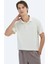 Ekru Düz Çevre Dostu Polo Yaka T-Shirt 6