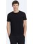 Siyah Düz Bisiklet Yaka %100 Pamuk T-Shirt 6