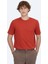 Koyu Turuncu Bisiklet Yaka %100 Pamuk T-Shirt 2