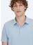 Açık Mavi Polo Yaka Pamuk Karışımlı T-Shirt 4