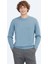 Havacı Mavi Bisiklet Yaka Düz Örgü Yün Karışımlı Triko Kazak 6