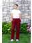 Beli Lastikli Multi Çift Cepli Müslin Kadın/erkek Unisex Yazlık Pantolon Bordo Brd 4