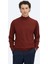Kırmızı Yarım Balıkçı Yaka Düz Örgü Yün Karışımlı Triko Kazak 2