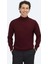 Bordo Yarım Balıkçı Yaka Düz Örgü Yün Karışımlı Triko Kazak 2