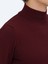 Bordo Yarım Balıkçı Yaka Düz Örgü Yün Karışımlı Triko Kazak 5