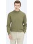 Açık Yeşil Yarım Balıkçı Yaka Düz Örgü Yün Karışımlı Triko Kazak 2