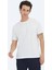Beyaz Düz Bisiklet Yaka %100 Pamuk T-Shirt 6