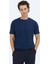 Lacivert Düz Bisiklet Yaka %100 Pamuk T-Shirt 6