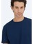 Lacivert Düz Bisiklet Yaka %100 Pamuk T-Shirt 7