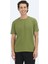 Yeşil Düz Bisiklet Yaka Pamuk Karışımlı T-Shirt 6