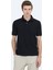 Siyah Düz Polo Yaka Pamuk Karışımlı T-Shirt 2