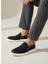 K1182 Memory Foam Erkek Tekstil Siyah Bağcıksız Loafer Ayakkabı 7