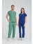 Üniforma V Yaka Çağla Yeşil Unisex Likralı Ütü Istemeyen Doktor Hastane Scrubs Takım 6