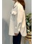 Cep ve Düğme Detaylı Ceket 35851 Ekru 2