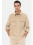 Ds Damat Regular Fit Bej Düz Kadife Görünümlü Gömlek Mont 6