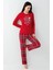 %100 Pamuk Ekose Yılbaşı Konsept Bayan Pijama Takım 3