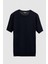 Slim Fit Lacivert Düz Örgü T-Shirt 5