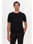 Slim Fit Siyah Düz Örgü T-Shirt 1