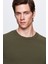 Slim Fit Haki Düz Örgü T-Shirt 2