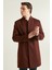 Slim Fit Kiremit Düz Palto 5