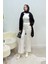 Scuba Kumaş Beli Lastikli Pare Tesettür Pantolon- Beyaz 2