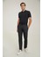 Ds Damat Comfort Fit Siyah Düz Travel Kumaş Pantolon 2