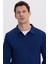 Erkek Relax Fit Rahat Kesim Polo V Yaka Açık Lacivert Sweatshirt 1