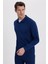 Erkek Relax Fit Rahat Kesim Polo V Yaka Açık Lacivert Sweatshirt 2