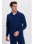 Erkek Relax Fit Rahat Kesim Polo V Yaka Açık Lacivert Sweatshirt 5