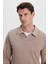 Erkek Relax Fit Rahat Kesim Polo V Yaka Vizon Sweatshirt 1