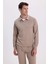 Erkek Relax Fit Rahat Kesim Polo V Yaka Vizon Sweatshirt 2