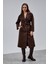 Kahverengi Premium Oversize Kemerli Kaşe Kaban 1