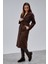 Kahverengi Premium Oversize Kemerli Kaşe Kaban 2