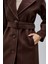 Kahverengi Premium Oversize Kemerli Kaşe Kaban 4