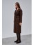 Kahverengi Premium Oversize Kemerli Kaşe Kaban 5